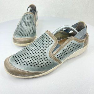 REMONTE Womens 38 (US 7.5-8) Liv 25 Blue Perforated Leather Loafer Flats Comfort